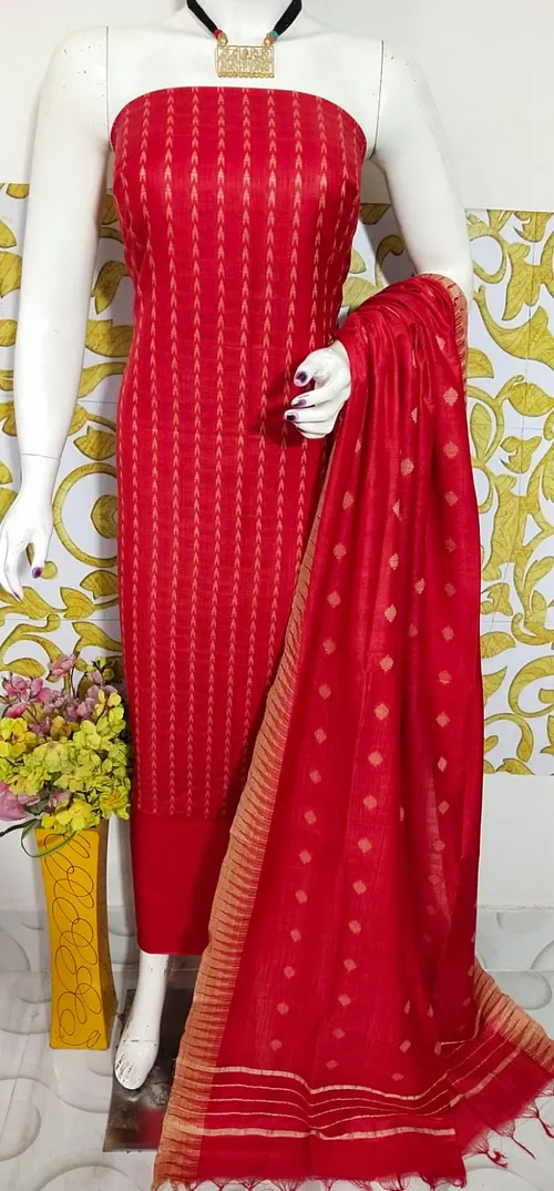 Katan Salab Weaving Design Suit – Premium Silk-Feel Unstitched Ethnic Set